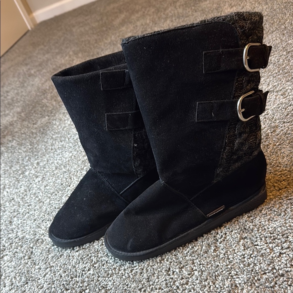 Muk Luks Black Winter Boots with Buckle Detail